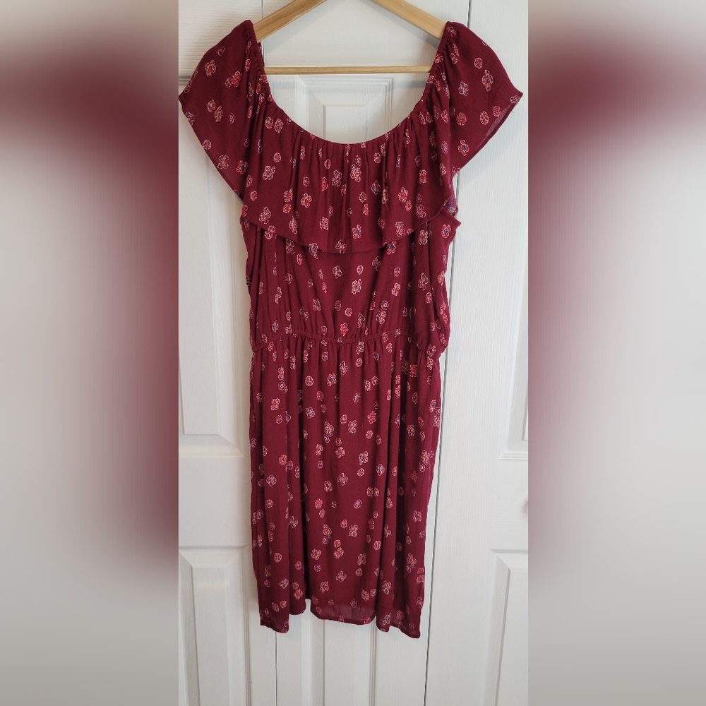 Loft Outlet sundress in merlot print Size M P2P 19" X 33" Long NWT - Picture 6 of 6
